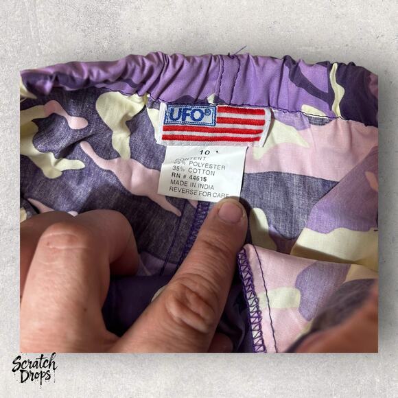 Vintage Girl's UFO Size 10 Purple Camo Cargo Pants High Waist Military Style - Picture 4 of 4